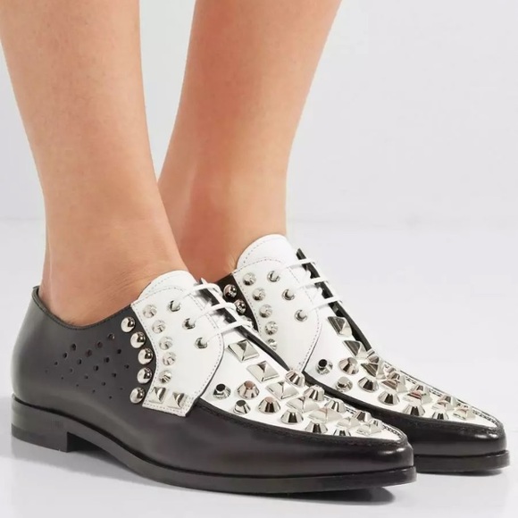 Prada Shoes - Prada Women Studded Perforated Derby Brogues Shoes